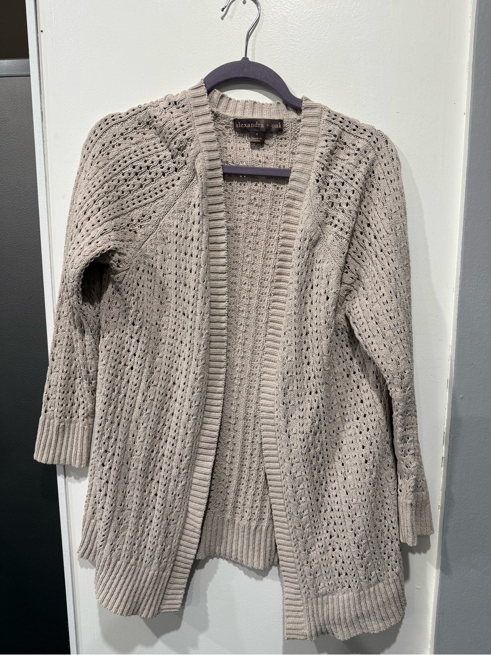 Open-Front Knit Cardigan - Light Taupe